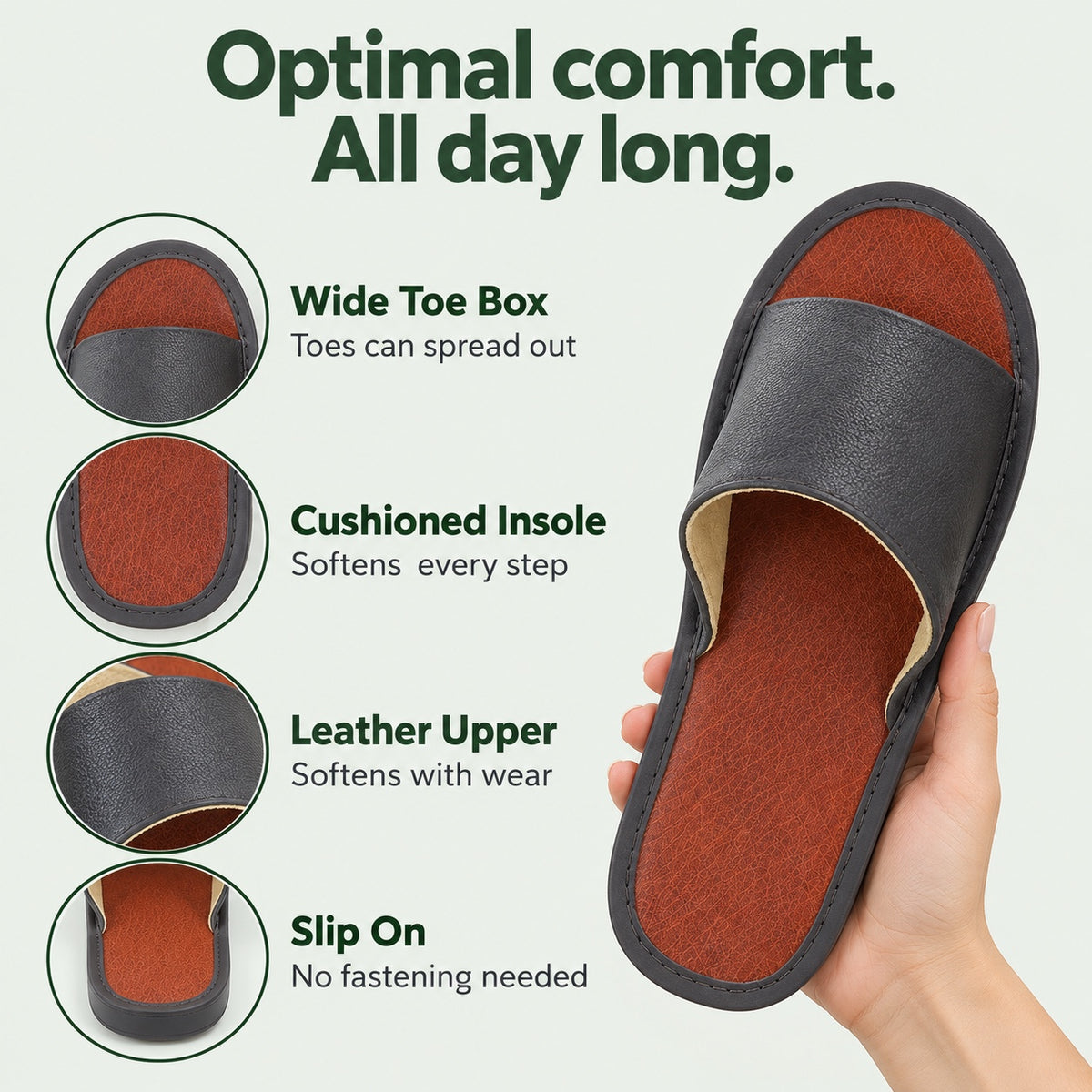 Alma – Women's Wide Toe Box Slippers, features