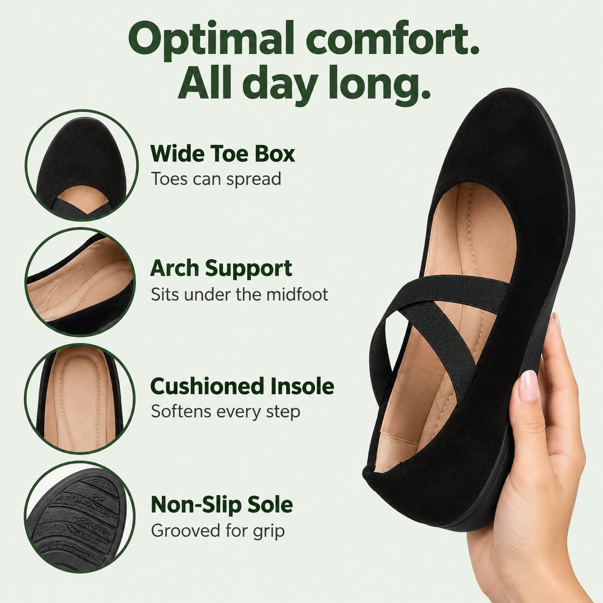 Audrey – Women's Arch Support Flats, features