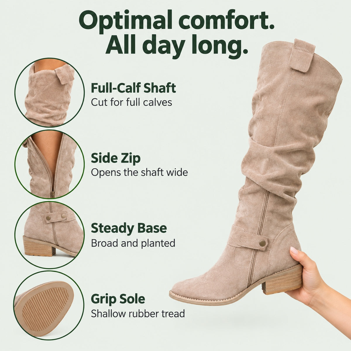 Avery – Unisex Wide Calf Boots, features