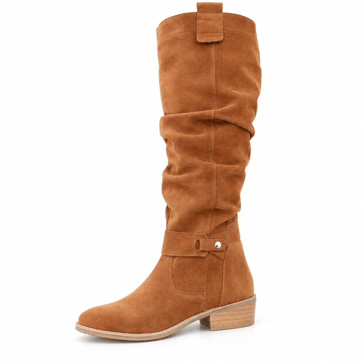 Avery – Unisex Wide Calf Boots in Light Brown