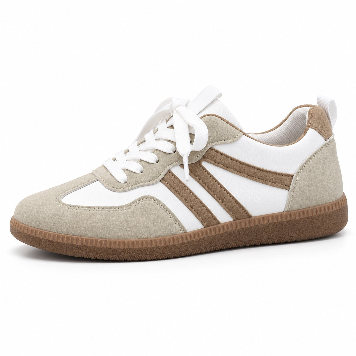 Bryce – Unisex Wide Toe Box Sneakers in White and Brown