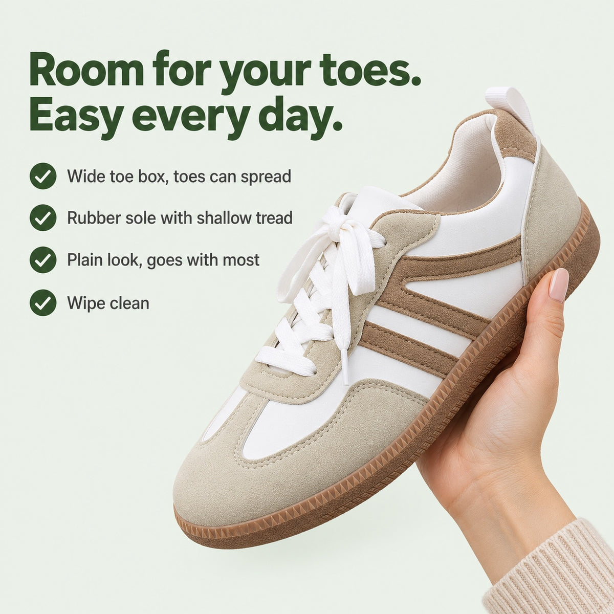 Bryce – Unisex Wide Toe Box Sneakers, key benefits