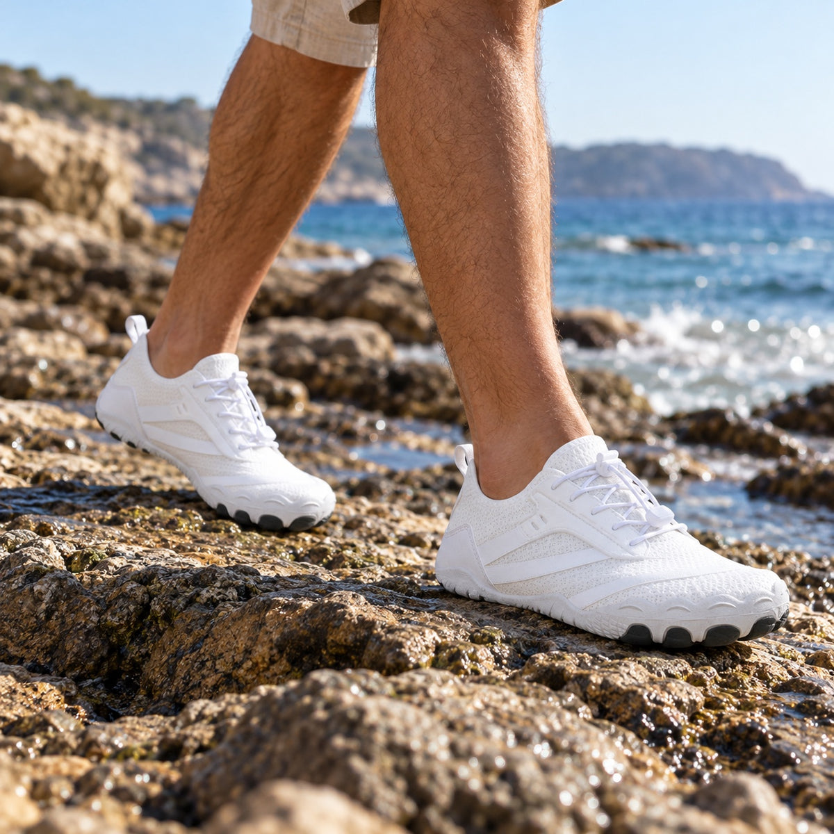 Burke – Unisex Barefoot Shoes, worn on a walk