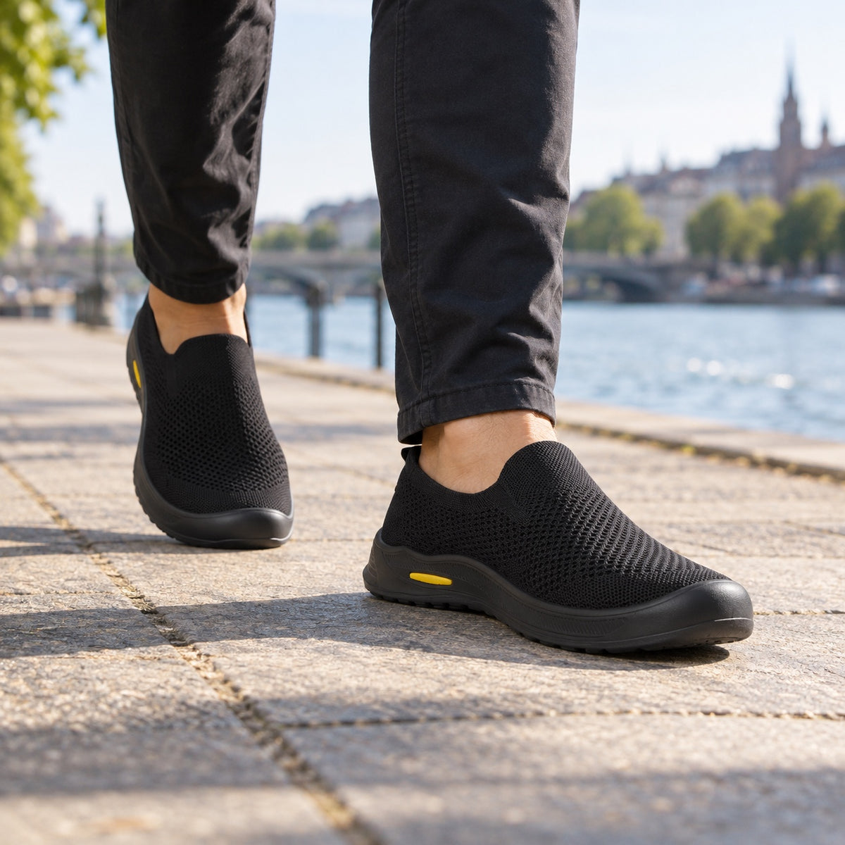 Carlson – Unisex Wide Toe Box Sneakers, worn on a walk