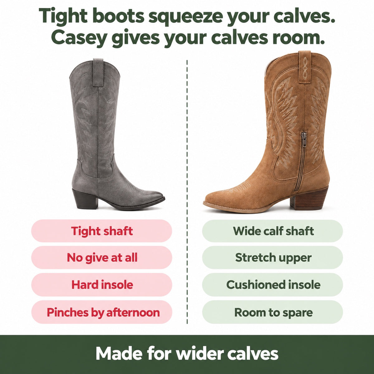 Casey – Unisex Wide Calf Boots, compared with an ordinary shoe