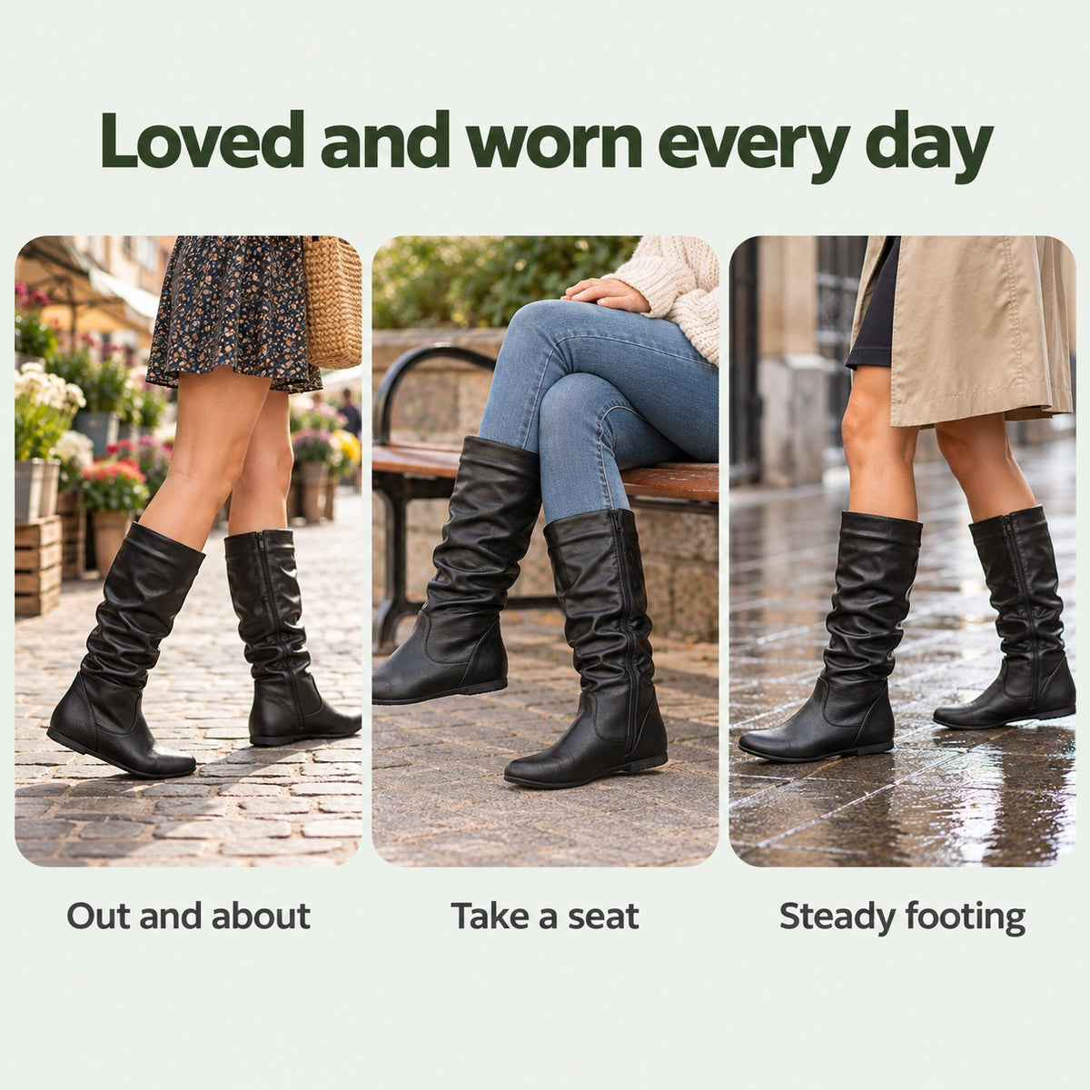 Cassidy – Unisex Wide Calf Boots, worn every day