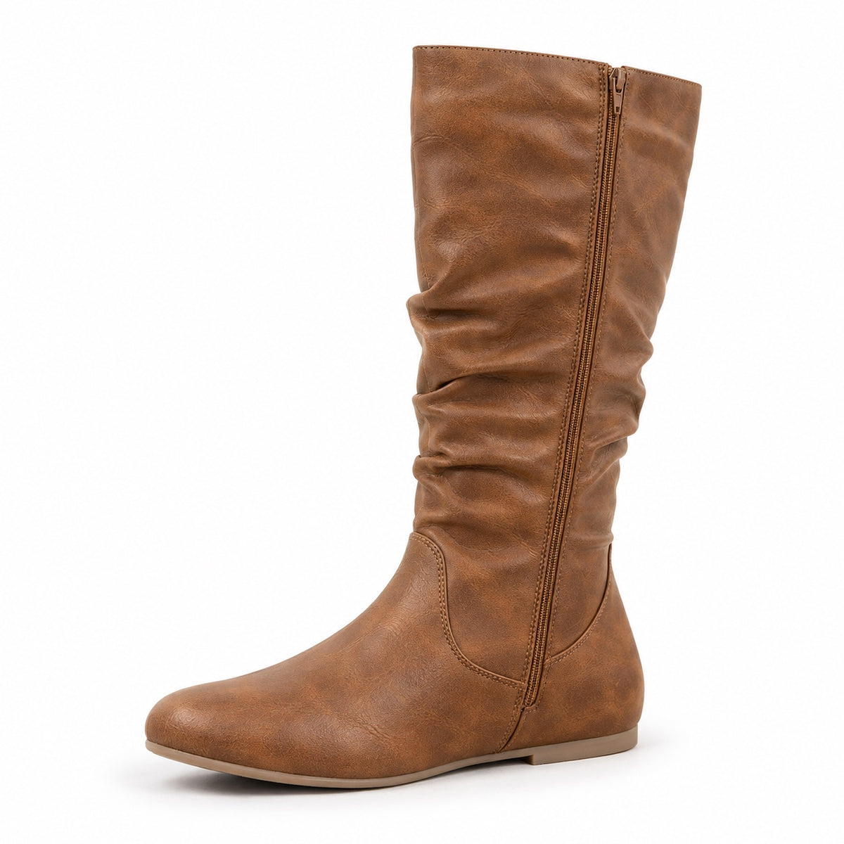 Cassidy – Unisex Wide Calf Boots in Light Brown-1