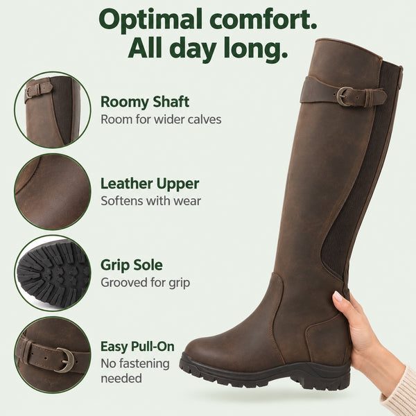 Celia – Women's Wide Calf Boots, features