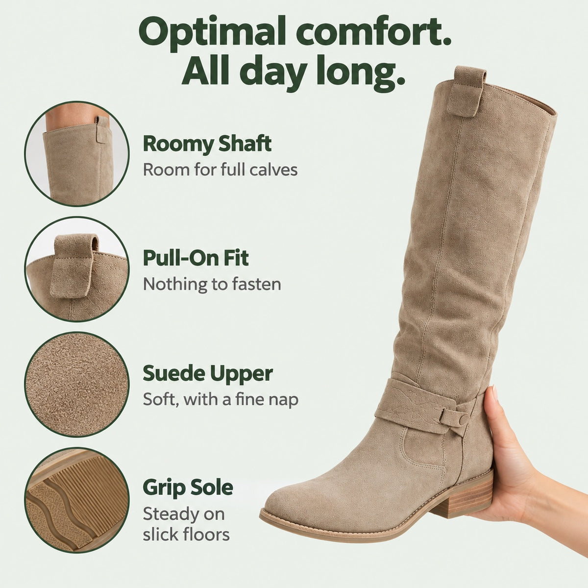 Cindy – Women's Wide Calf Boots, features
