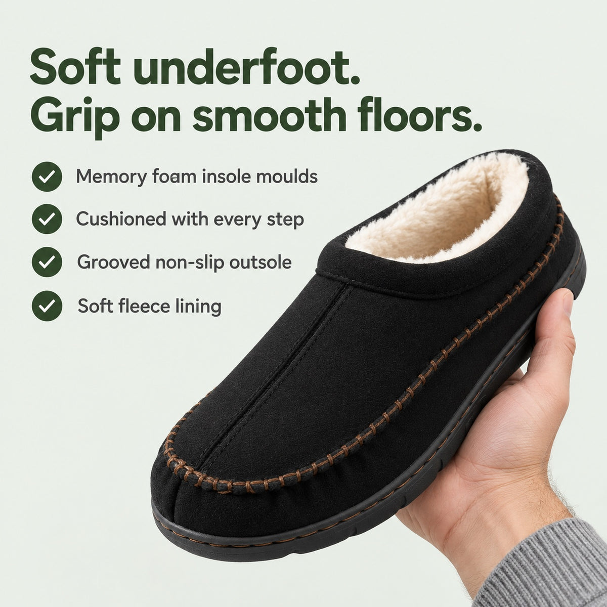 Clayton – Men's Comfort Slippers, key benefits