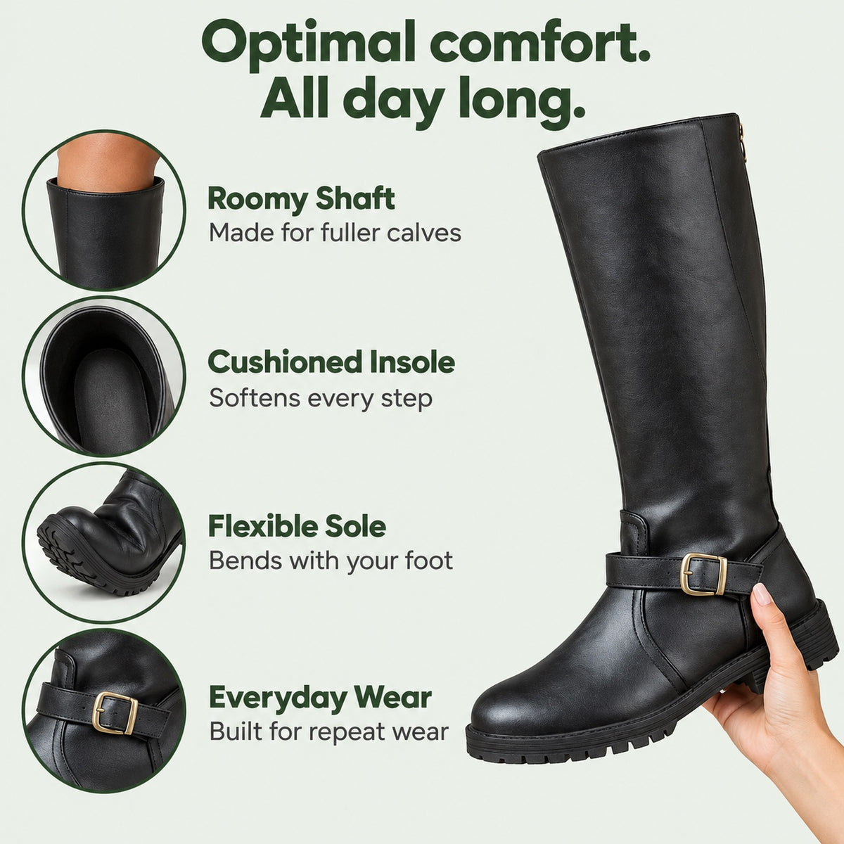 Cobb – Unisex Wide Calf Boots, features