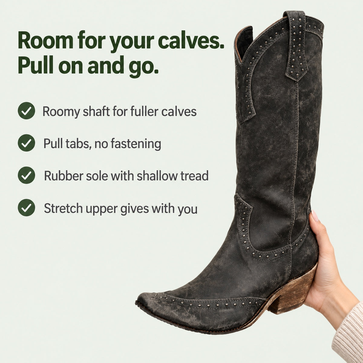 Crystal – Women's Wide Calf Boots, key benefits