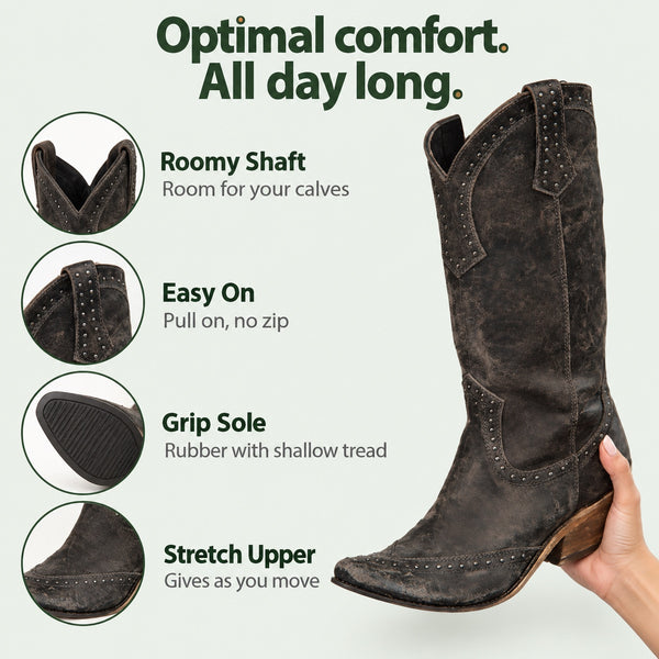 Crystal – Women's Wide Calf Boots, features