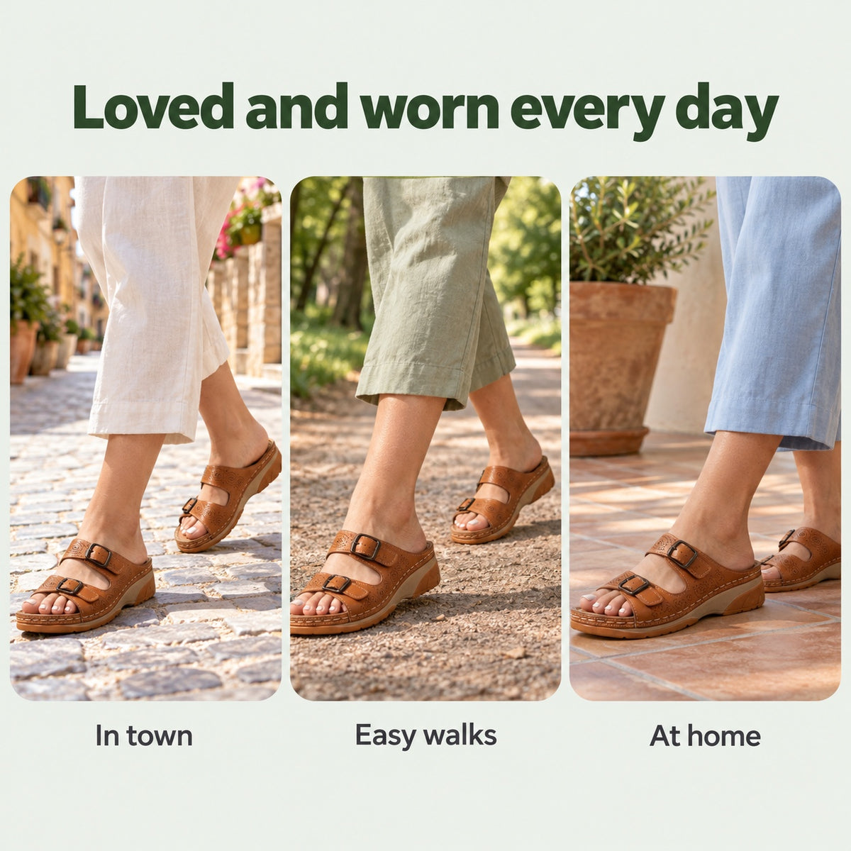 Curry – Unisex Comfortable Sandals, worn every day