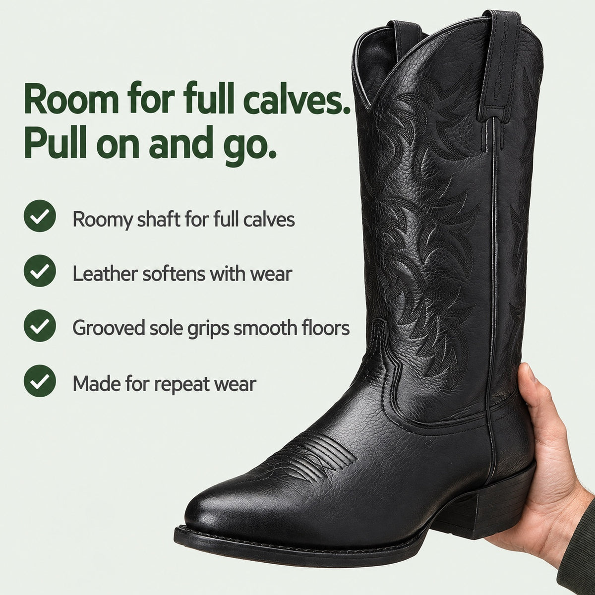 Darryl – Men's Wide Calf Boots, key benefits