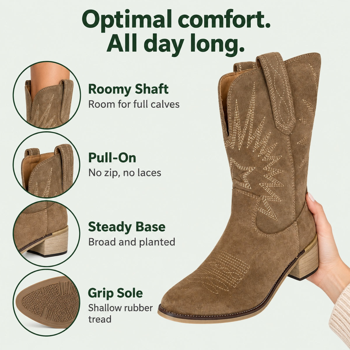 Debbie – Women's Wide Calf Boots, features