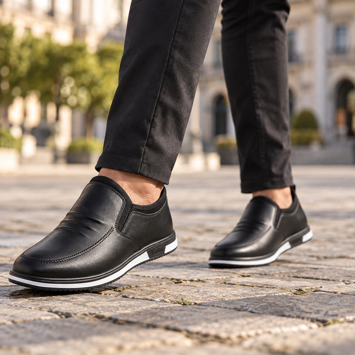 Delaney – Unisex Slip-On Shoes, worn on a walk