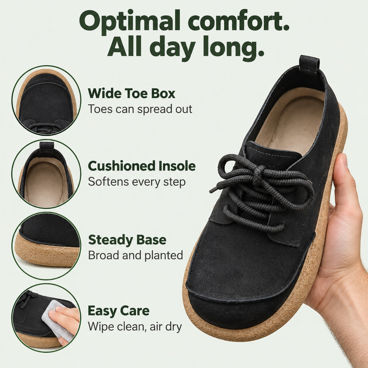 Dustin – Men's Wide Toe Box Shoes, features