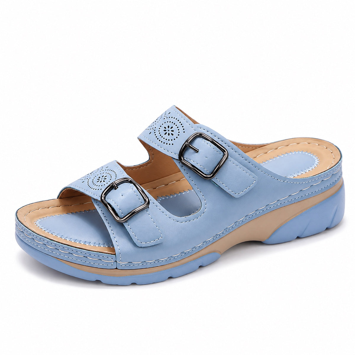 Erma – Women's Wide Toe Box Sandals in Light-Blue