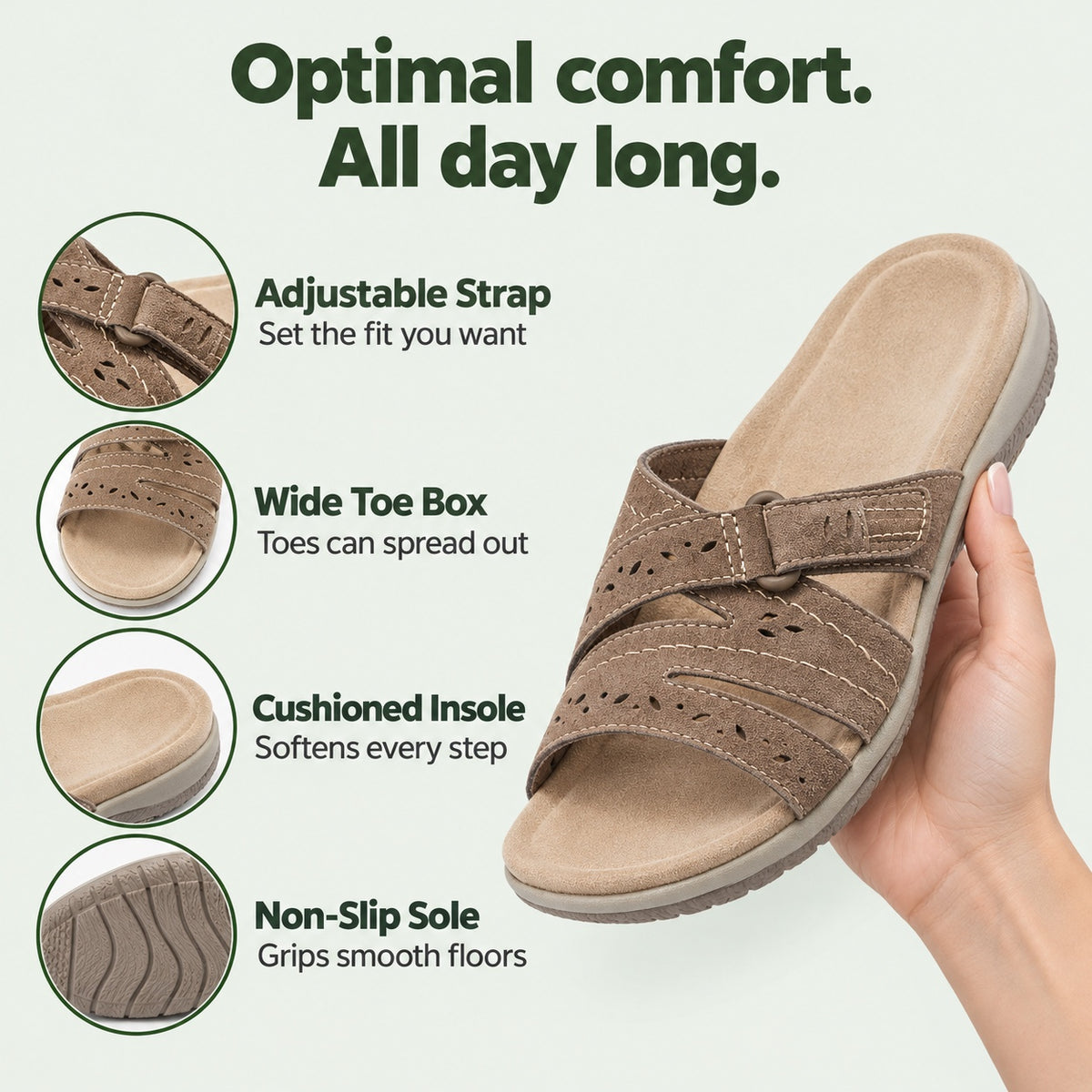 Esther – Women's Wide Toe Box Sandals, features