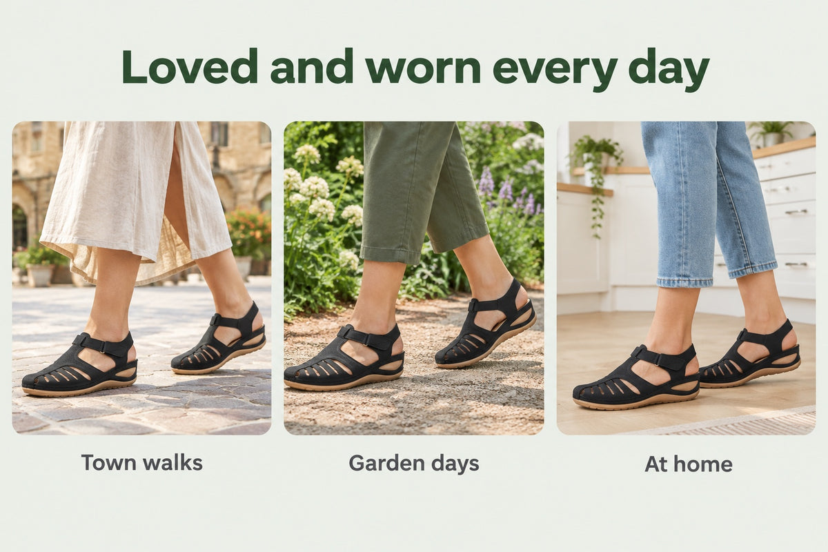 Faith – Women's Wide Toe Box Sandals, worn every day
