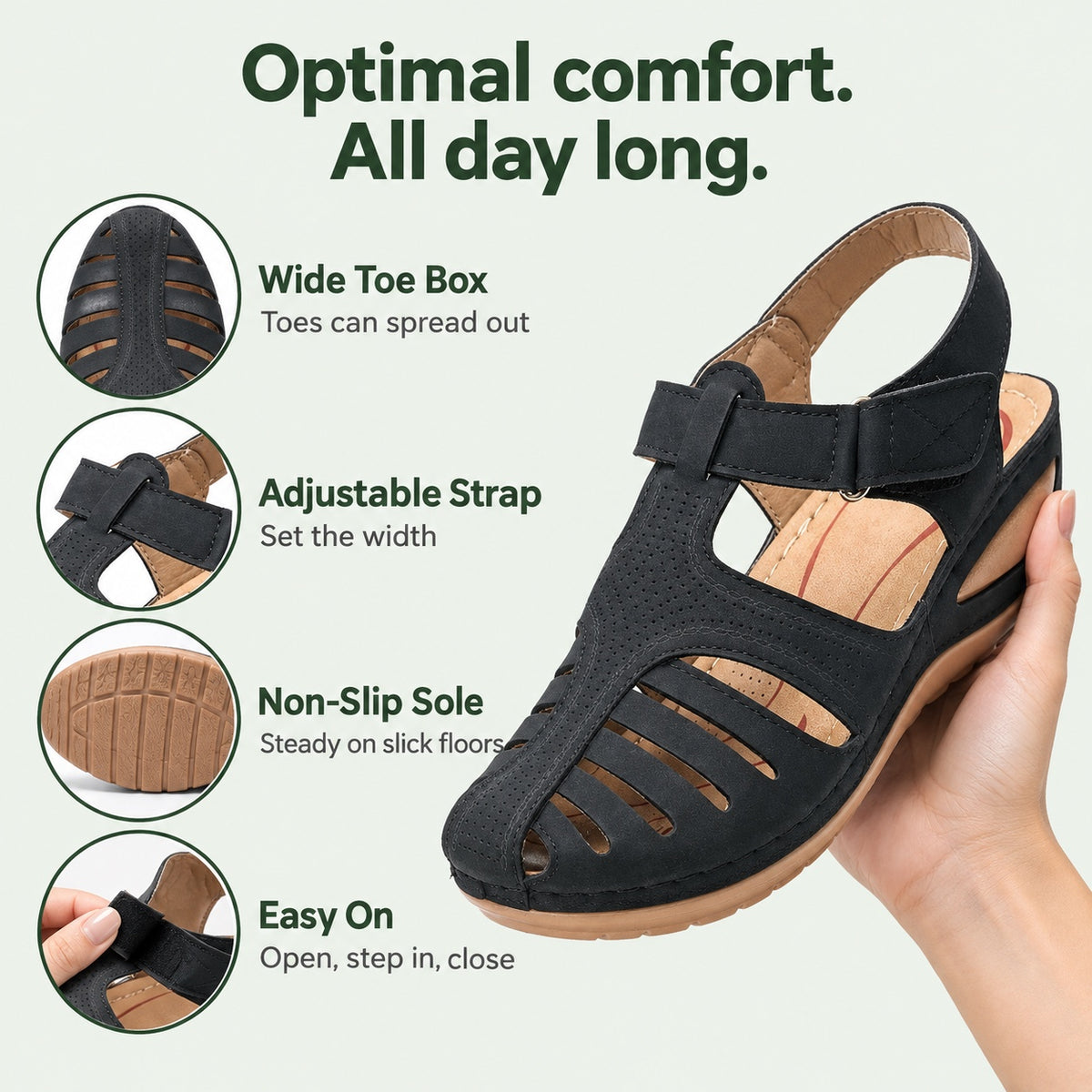 Faith – Women's Wide Toe Box Sandals, features
