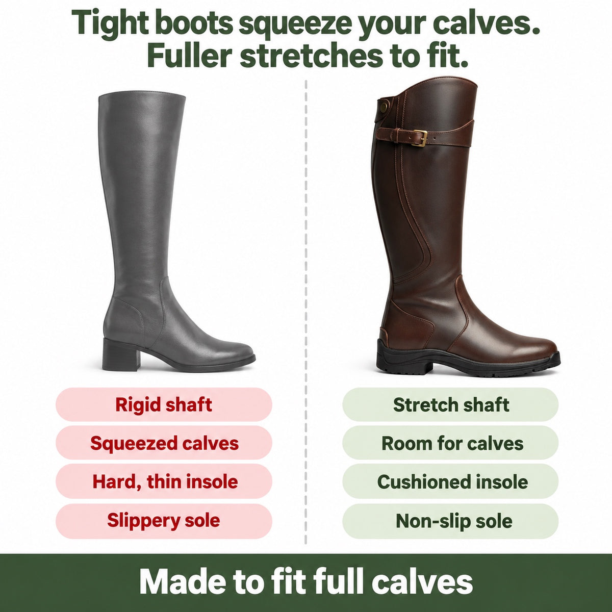 Fuller – Unisex Wide Calf Boots, compared with an ordinary shoe