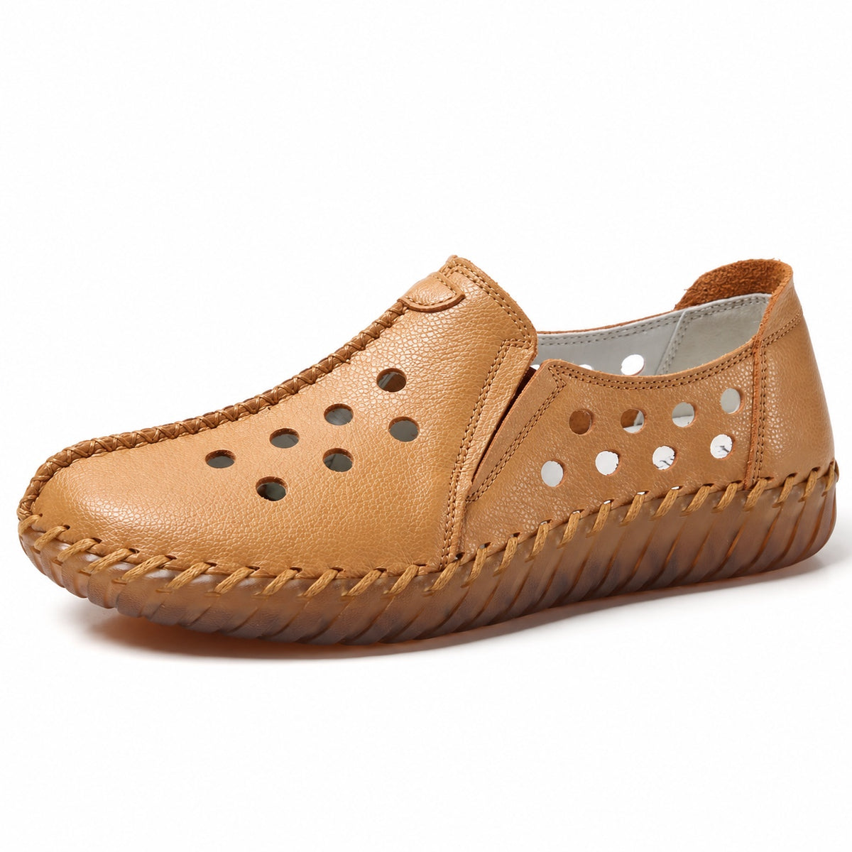 Goodman – Unisex Wide Toe Box Shoes in Brown hollowed