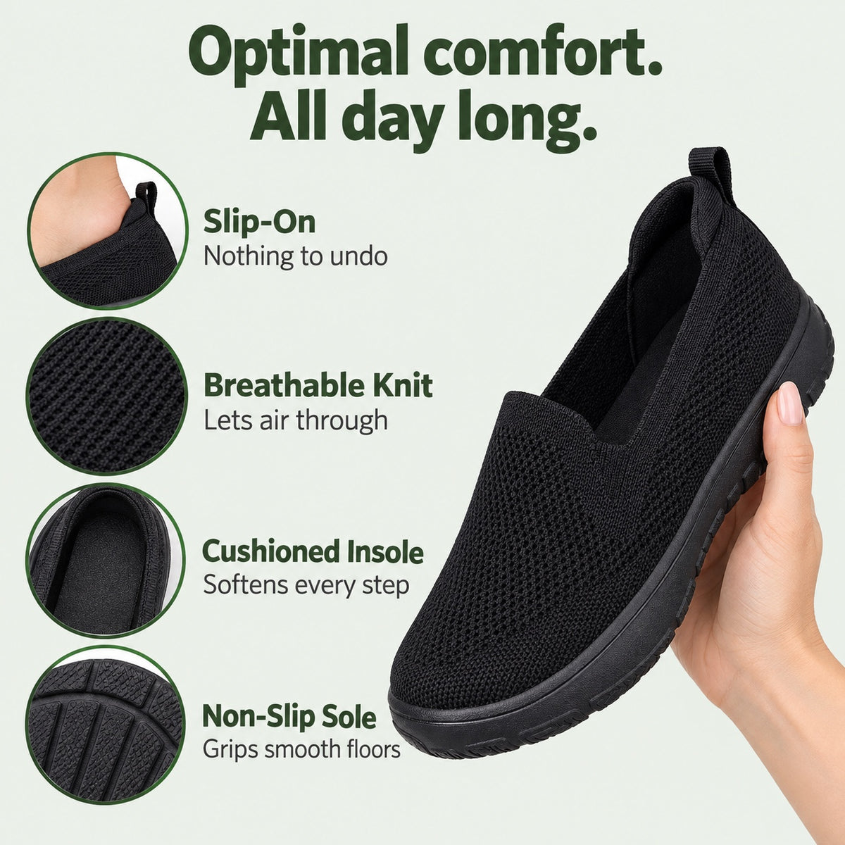 Green – Unisex Nursing Sneakers, features