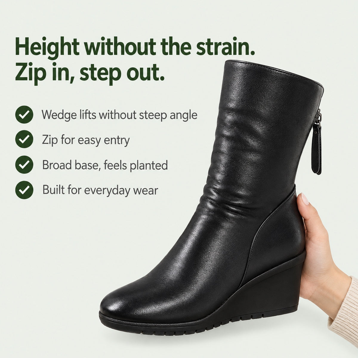Greer – Unisex Wide Calf Boots, key benefits