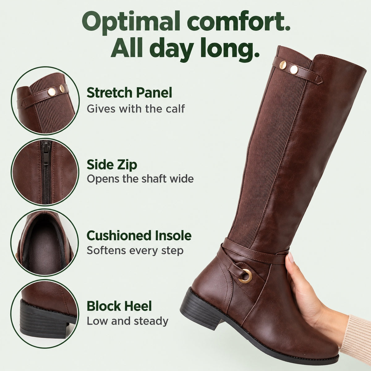 Gretchen – Women's Wide Calf Boots, features