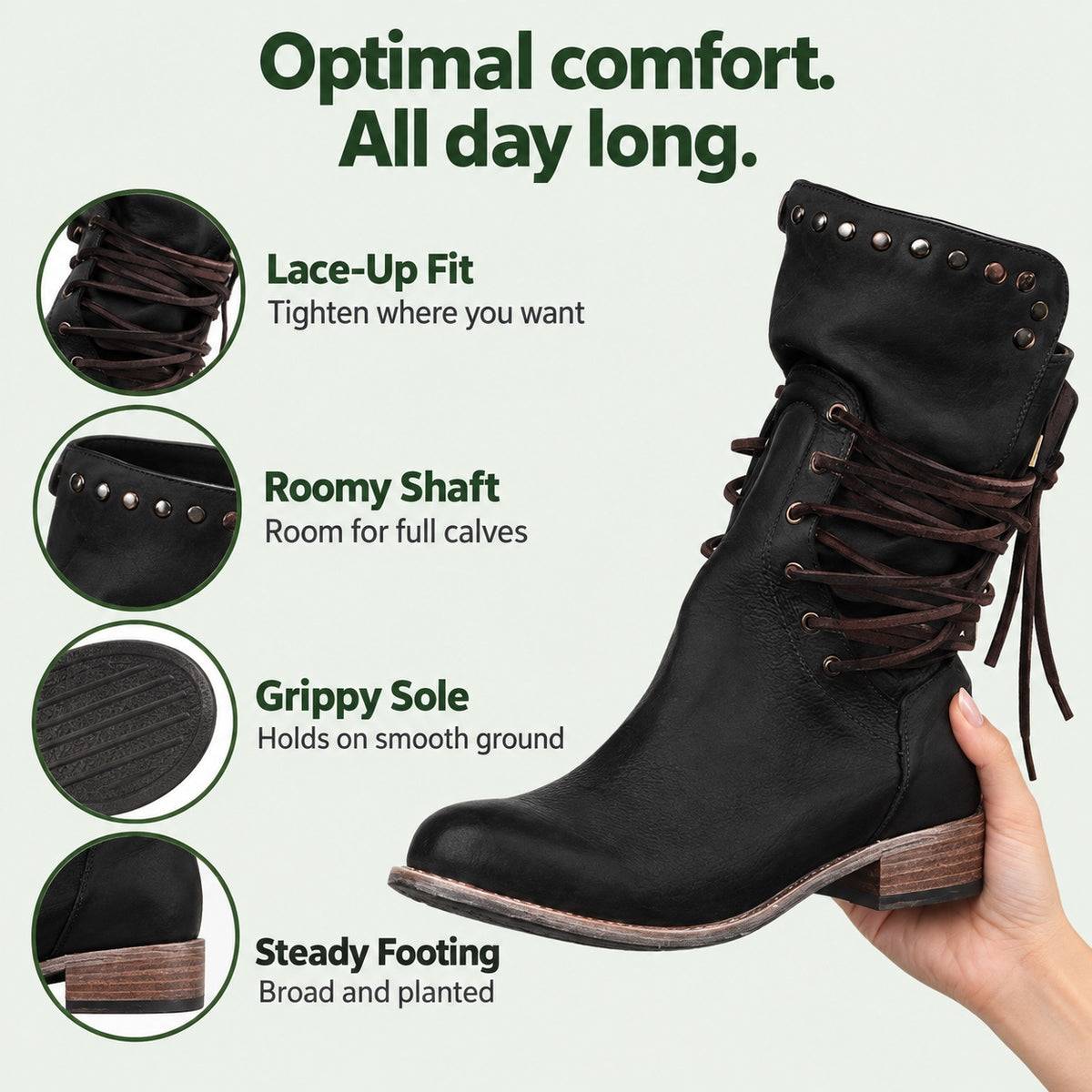 Griffin – Unisex Wide Calf Boots, features