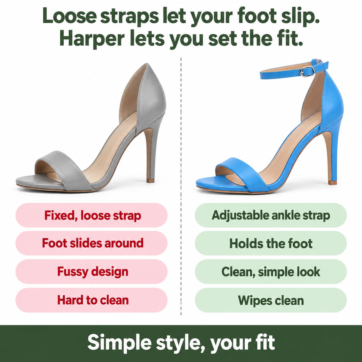 Harper – Unisex Comfortable Sandals, compared with an ordinary shoe