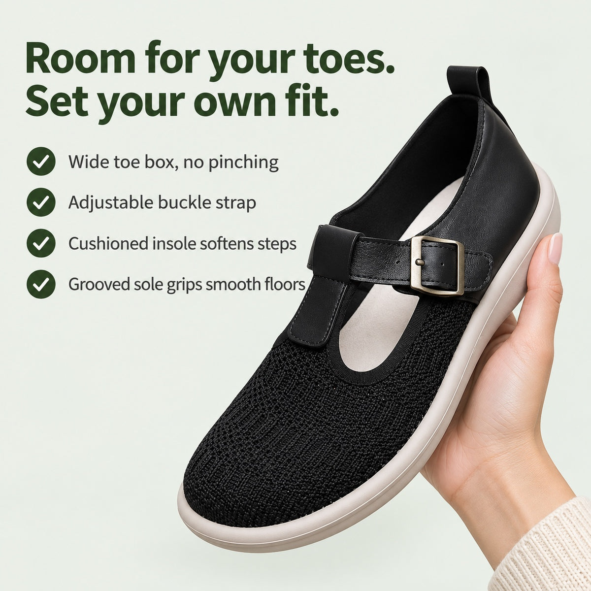 Helen – Women's Wide Toe Box Flats, key benefits