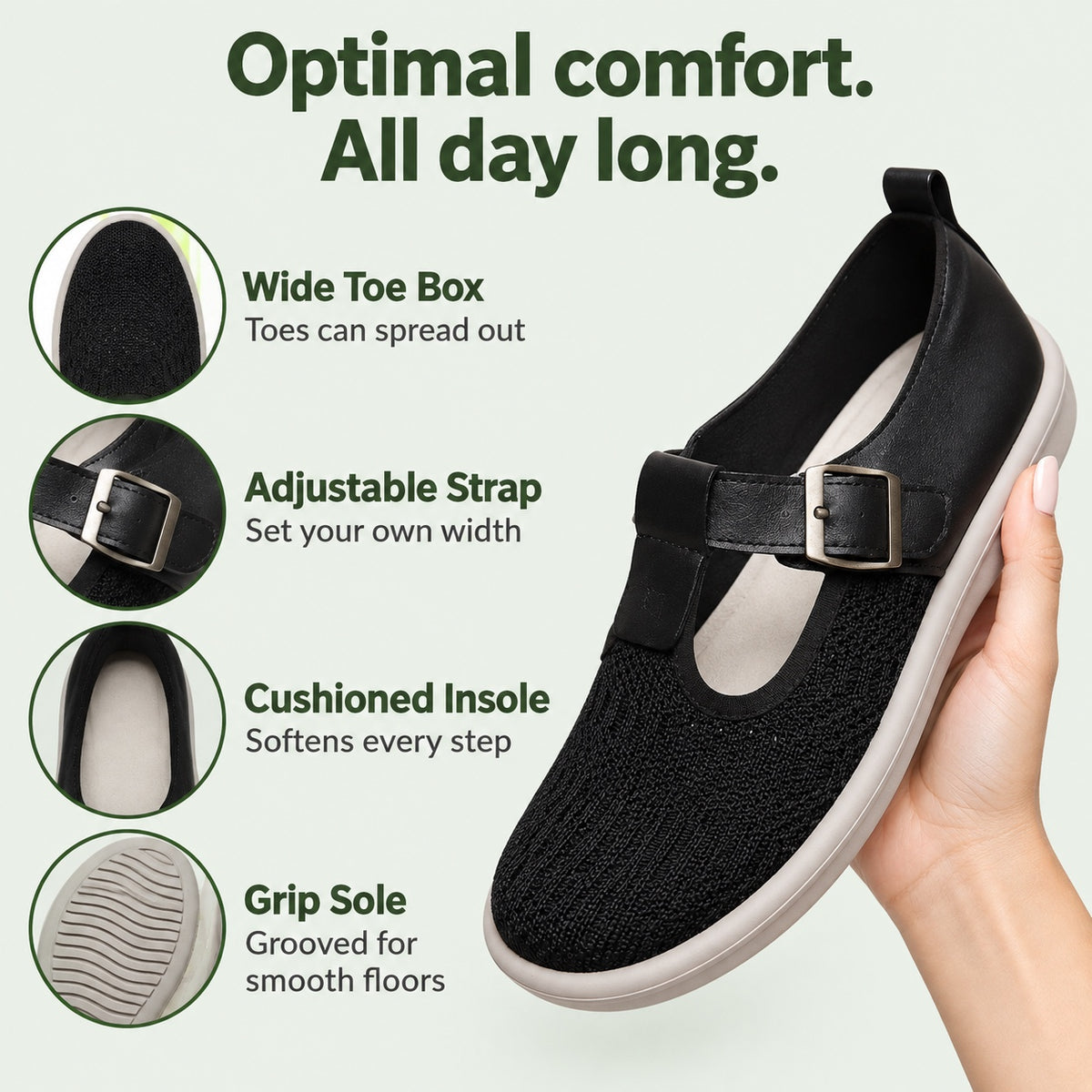 Helen – Women's Wide Toe Box Flats, features