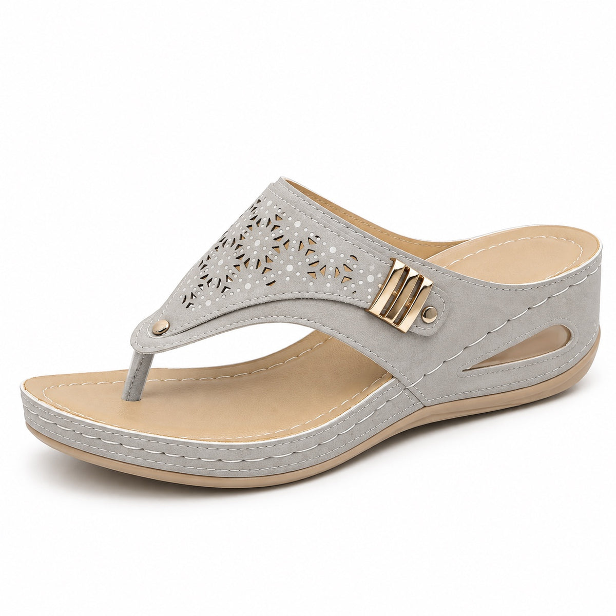 Hubbard – Unisex Wide Toe Box Sandals in Gray-Hollow Out