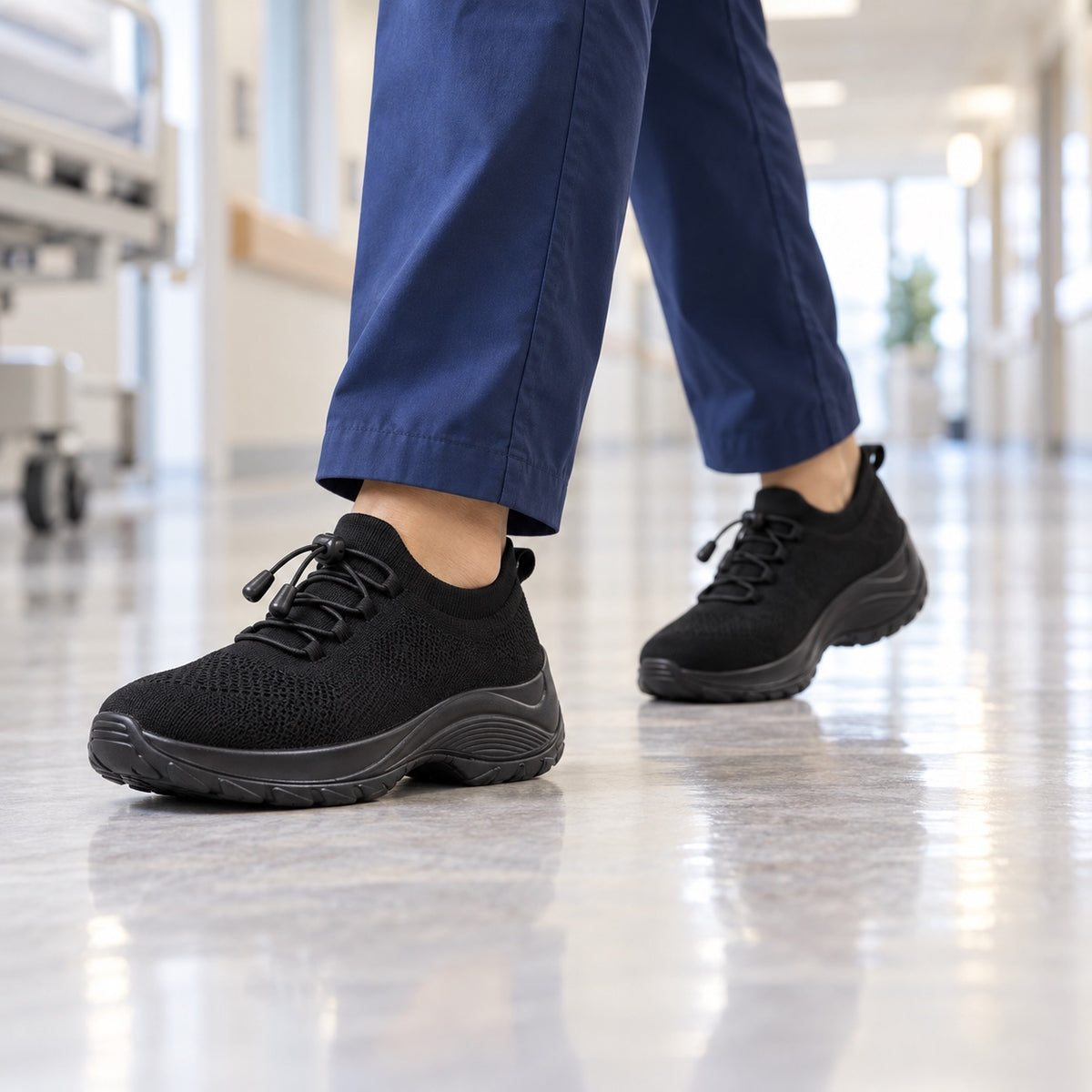 Hudson – Unisex Nursing Shoes, worn on a walk