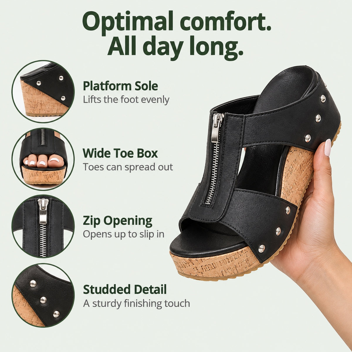 Huff – Unisex Wide Toe Box Sandals, features