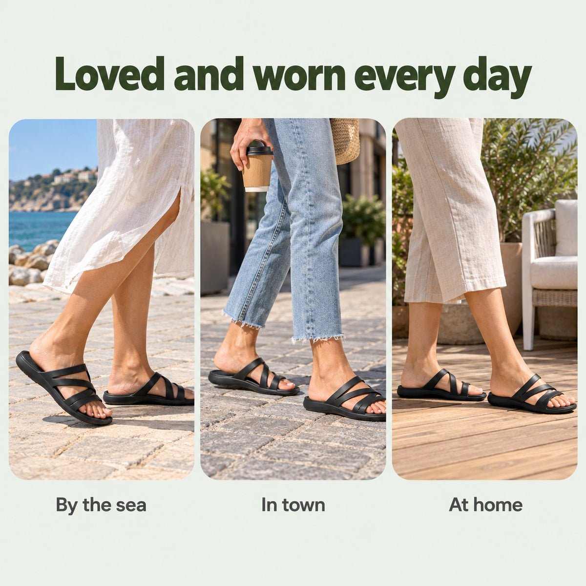 Indigo – Unisex Wide Toe Box Sandals, worn every day