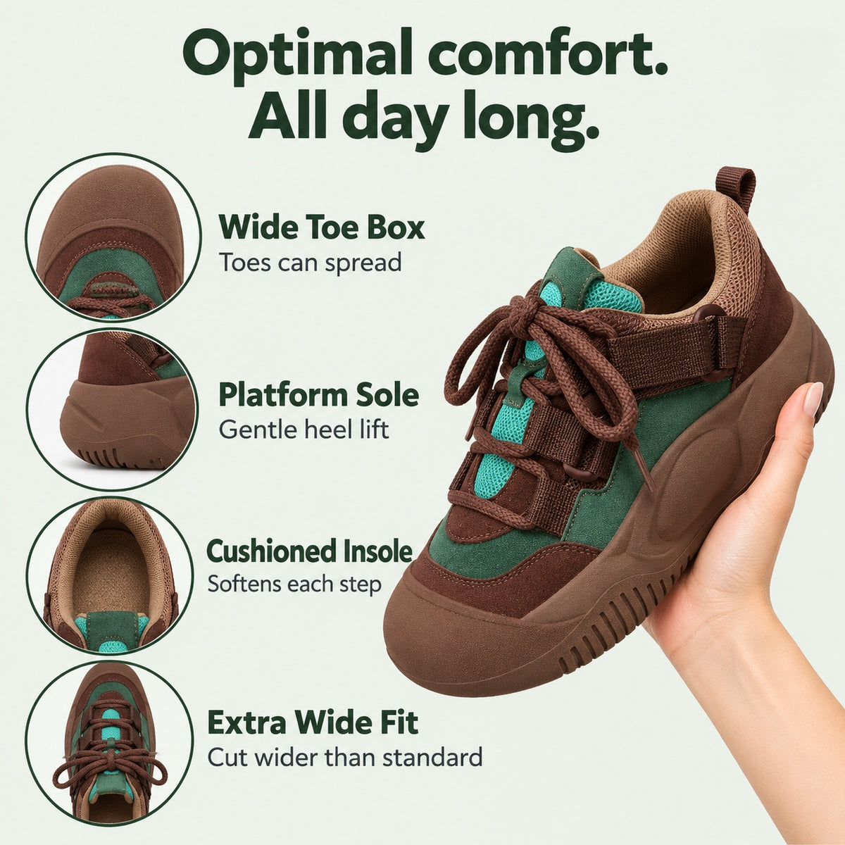 Jacquelyn – Women's Wide Toe Box Sneakers, features