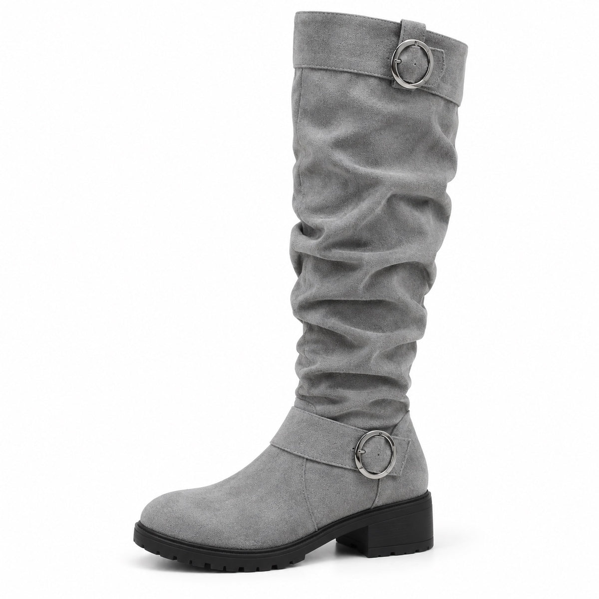 Jasmine – Women's Wide Calf Boots in Light Gray
