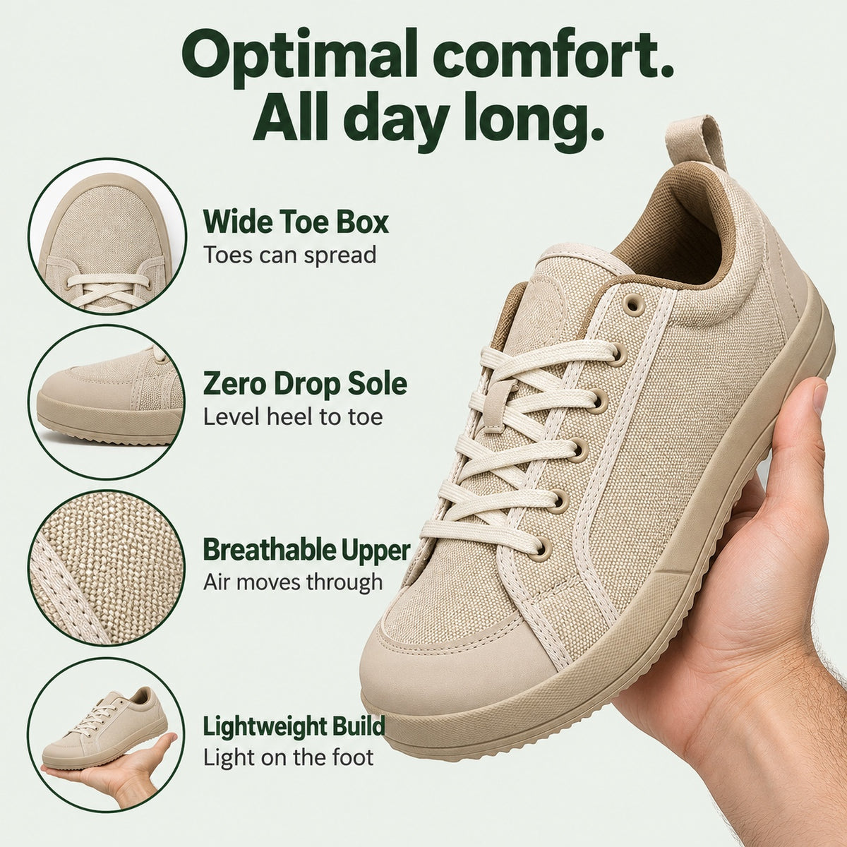 Jenkins – Unisex Wide Toe Box Sneakers, features
