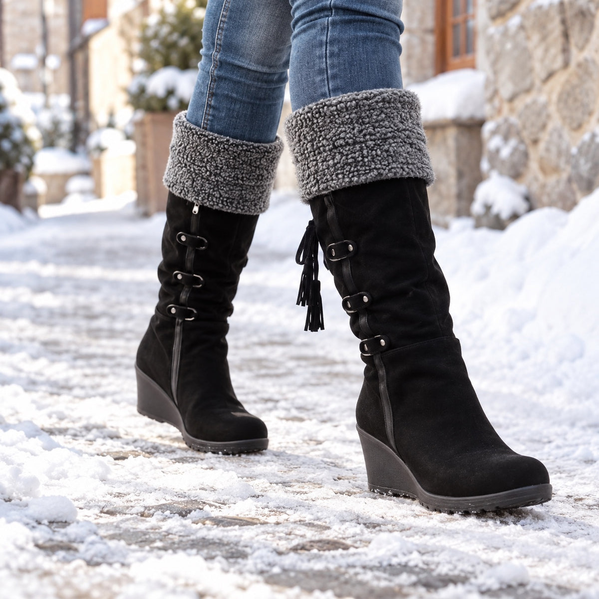 Jill – Women's Wide Calf Boots, worn on a walk