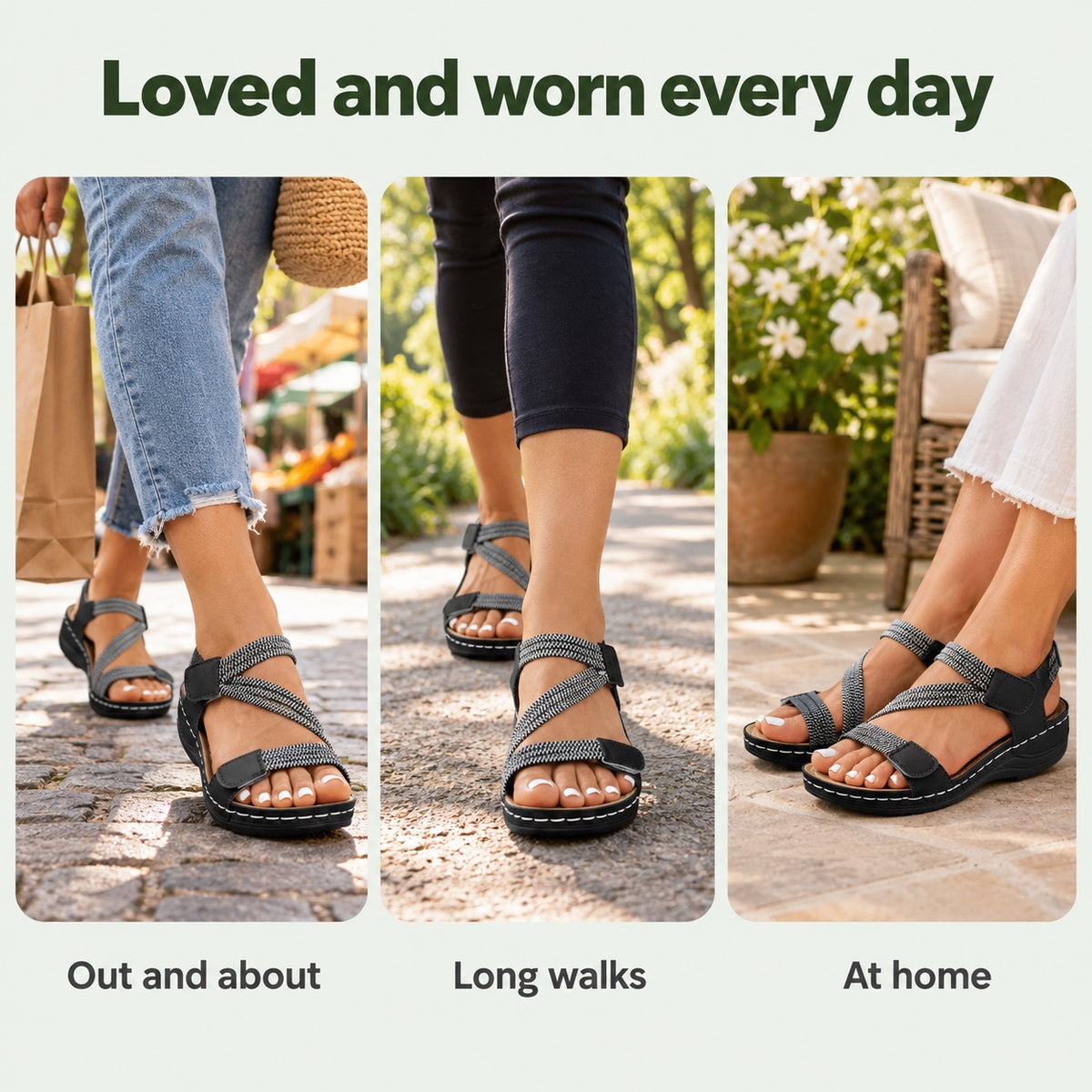 Julie – Women's Wide Toe Box Sandals, worn every day