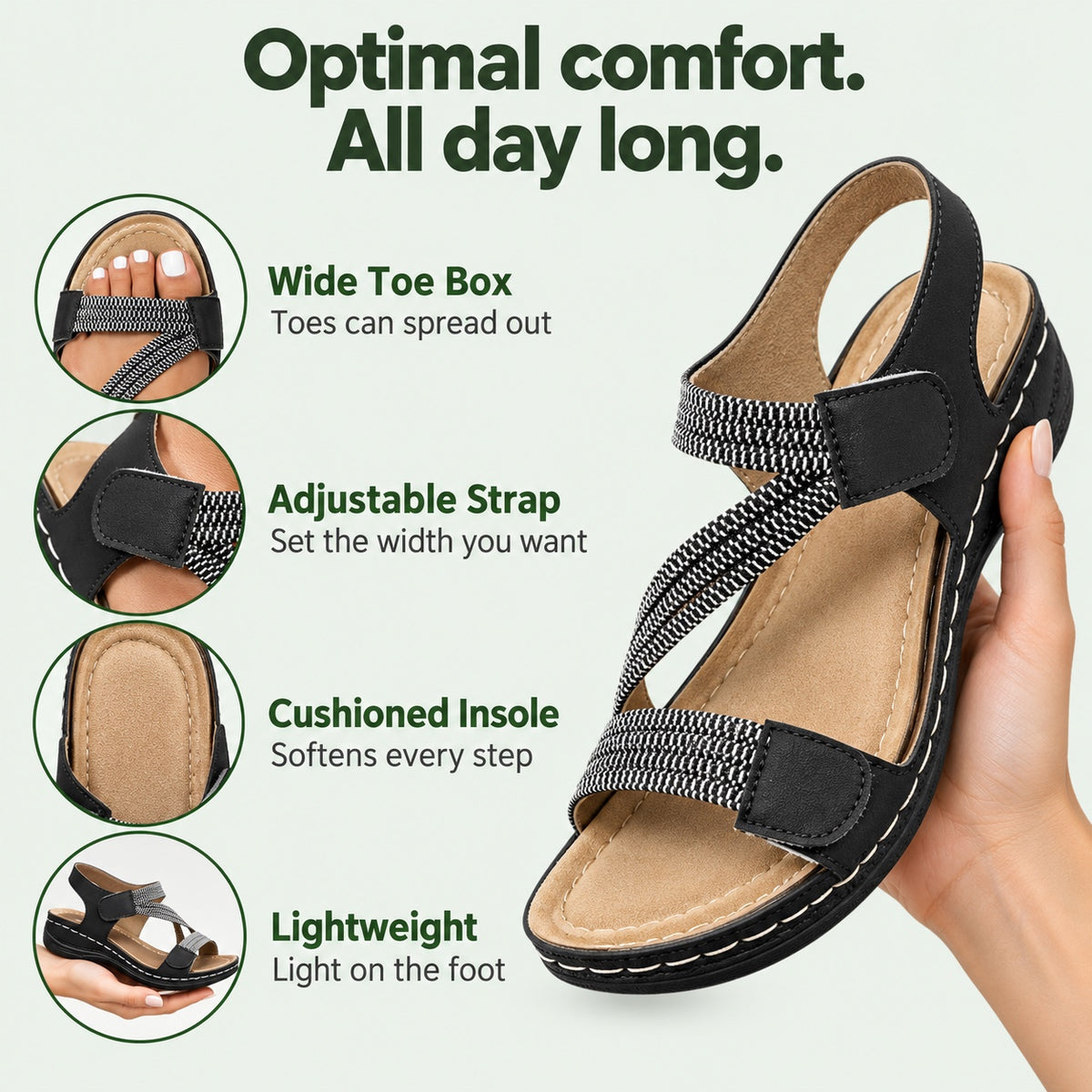 Julie – Women's Wide Toe Box Sandals, features