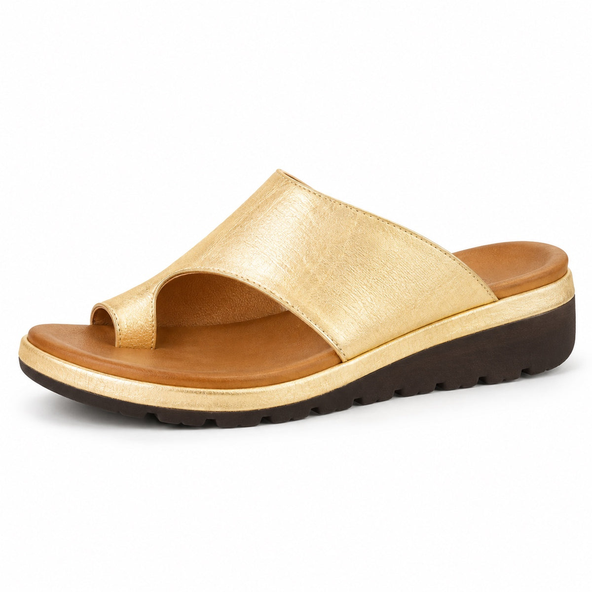Kari – Women's Wide Toe Box Sandals in Gold