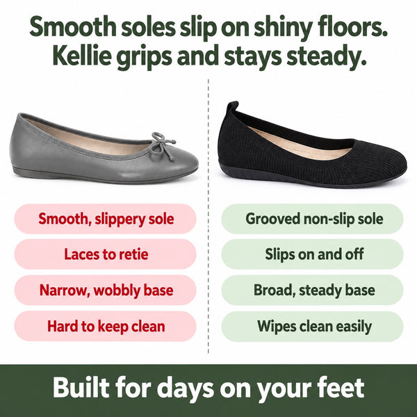 Kellie – Women's Nursing Shoes, compared with an ordinary shoe