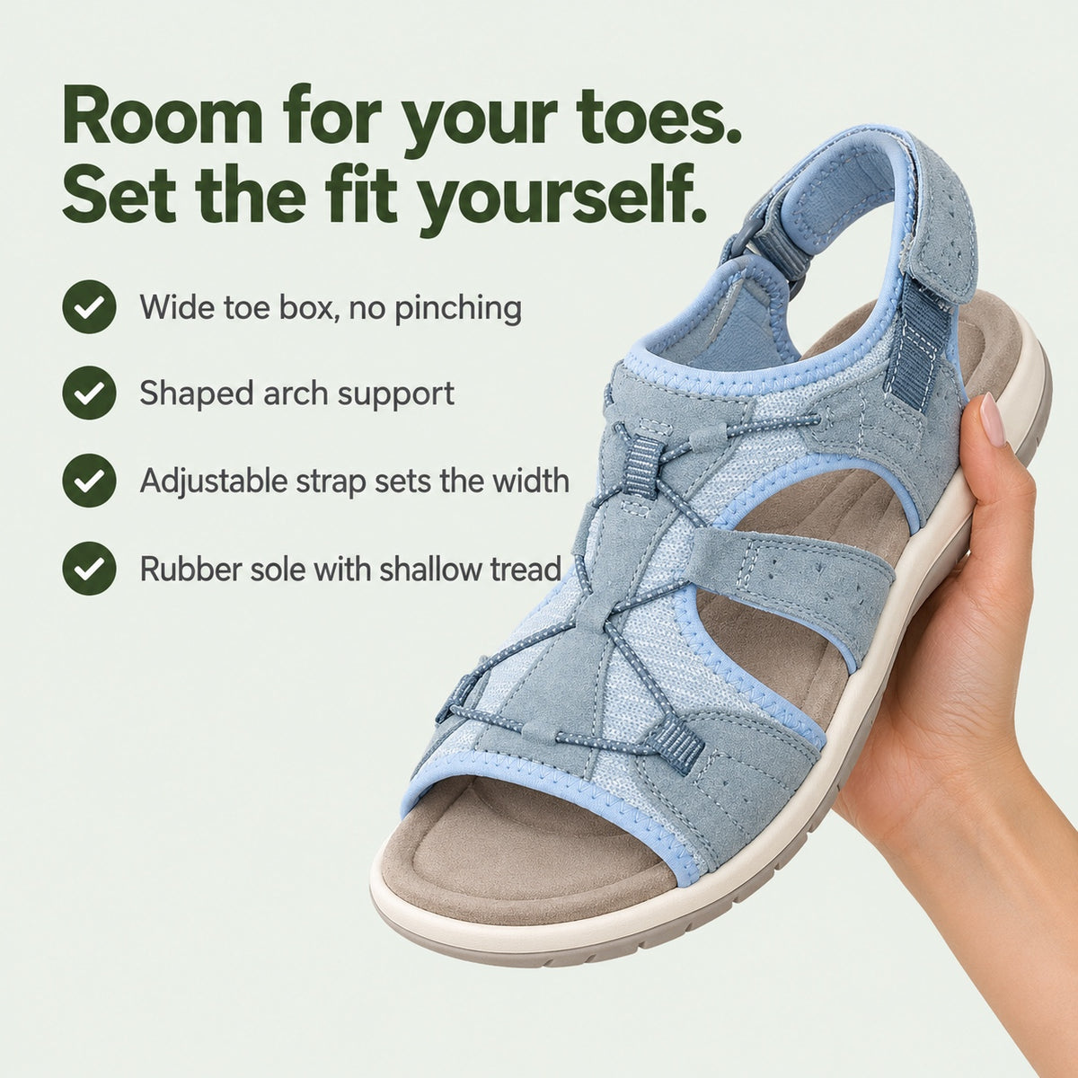 Kerry – Unisex Wide Toe Box Sandals, key benefits