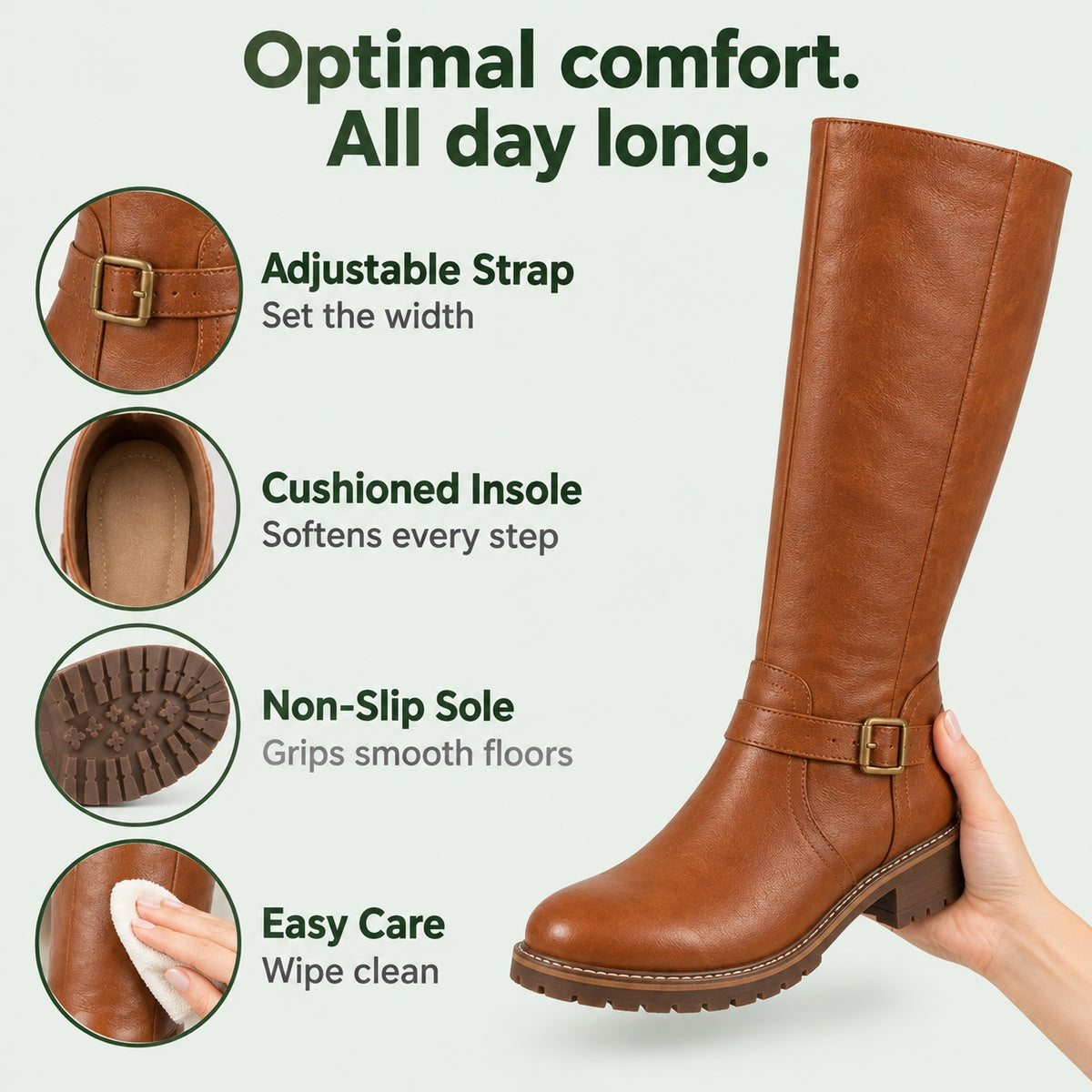 Lennox – Unisex Wide Calf Boots, features