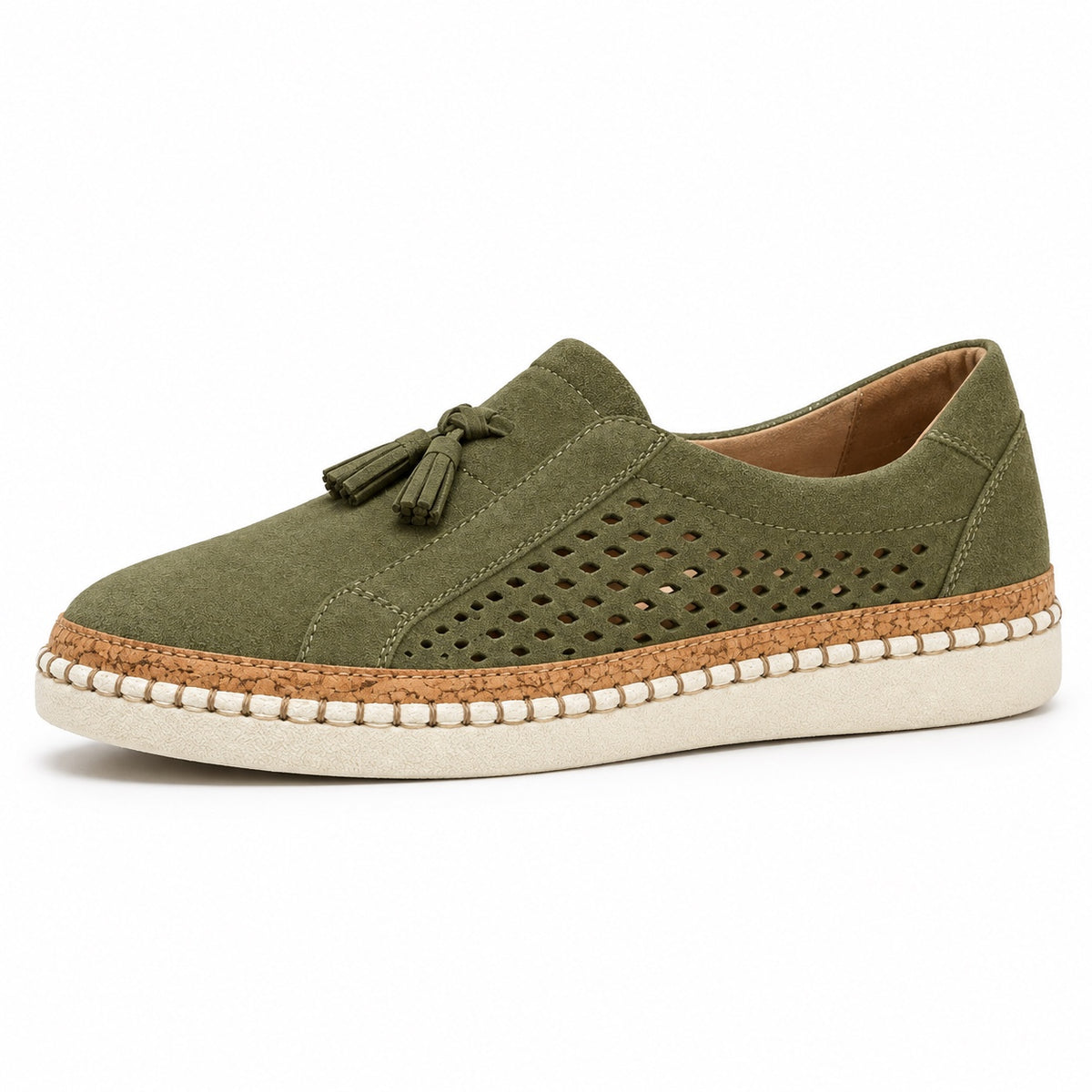 Logan – Unisex Slip-On Sneakers in Olive Green